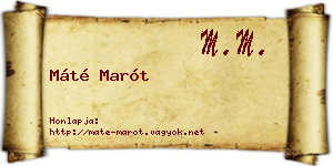 Máté Marót névjegykártya